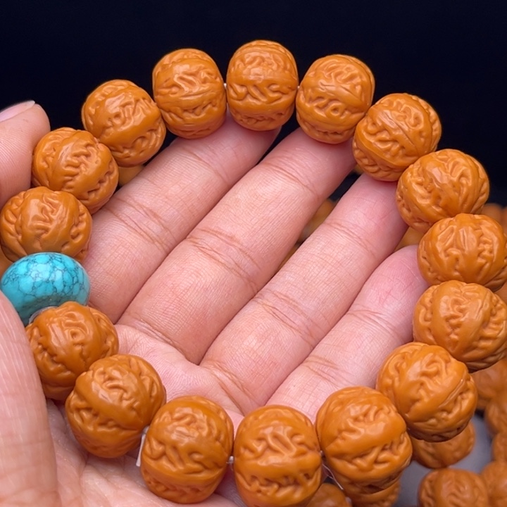 猴头核桃吊坠17麻花串绿