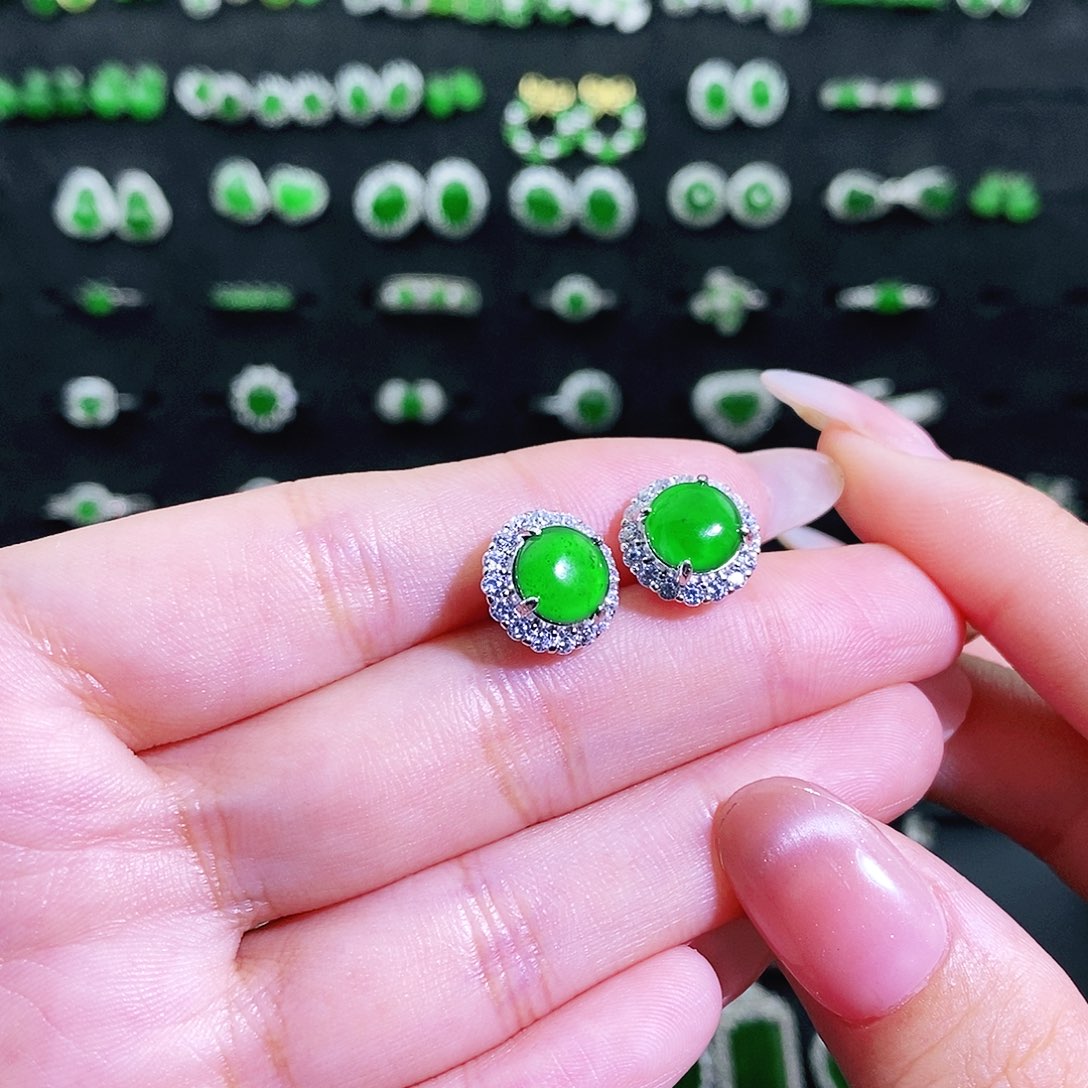 翡翠银S925镶嵌耳饰多样性