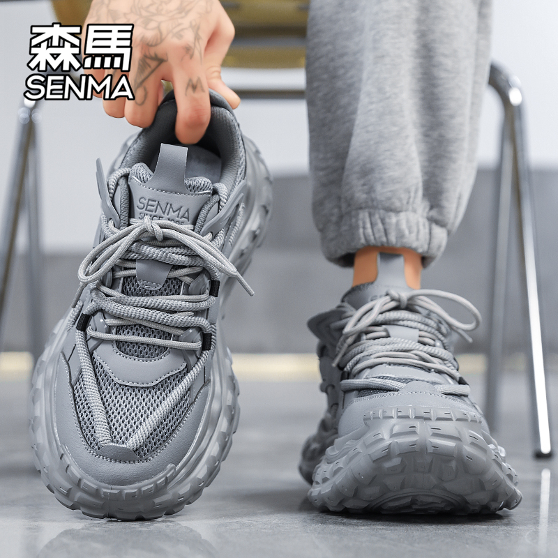 SENMA/森马鞋子男款秋季潮流百搭厚底老爹鞋男生透气网面运动鞋子