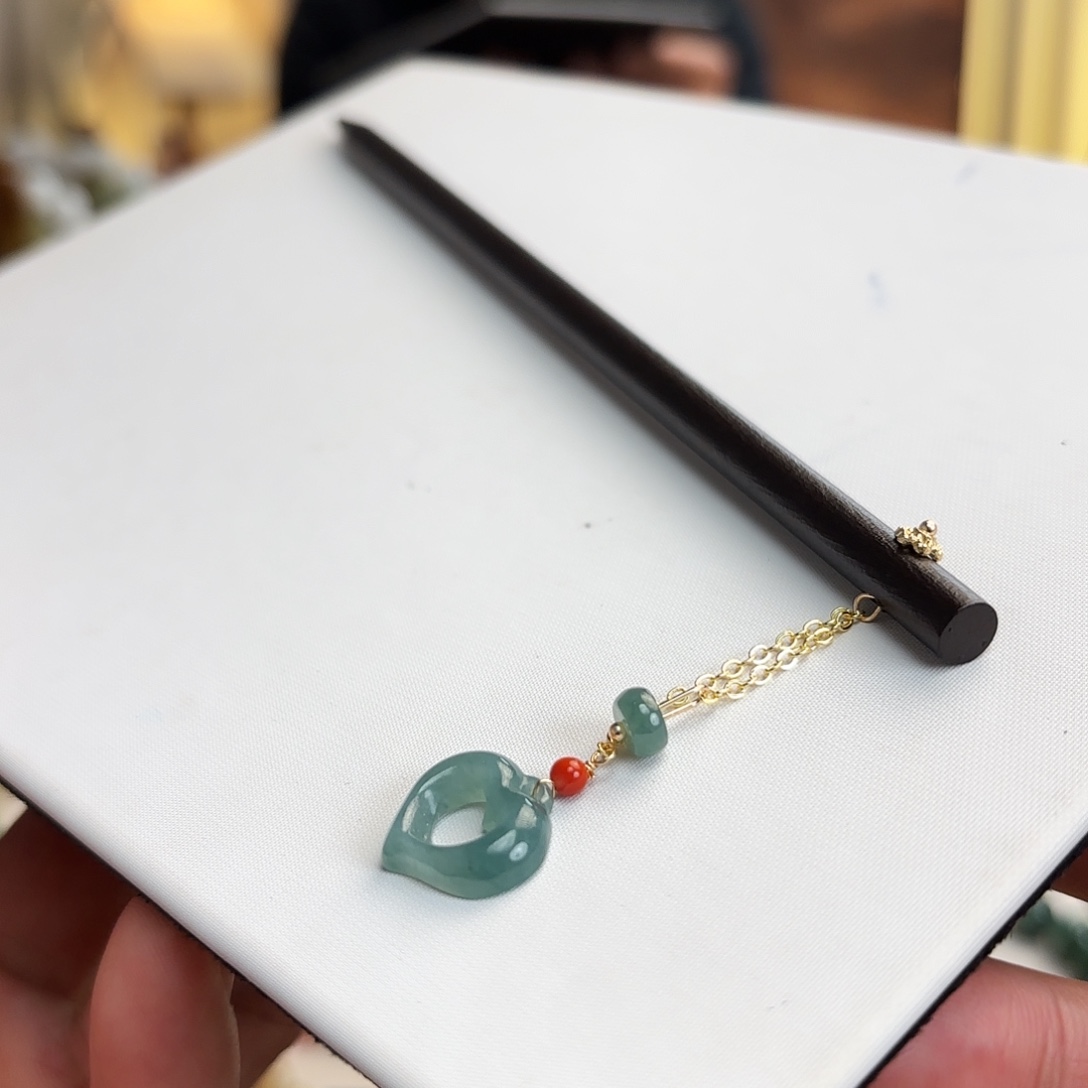 翡翠未镶嵌发饰天然A货翡翠发簪