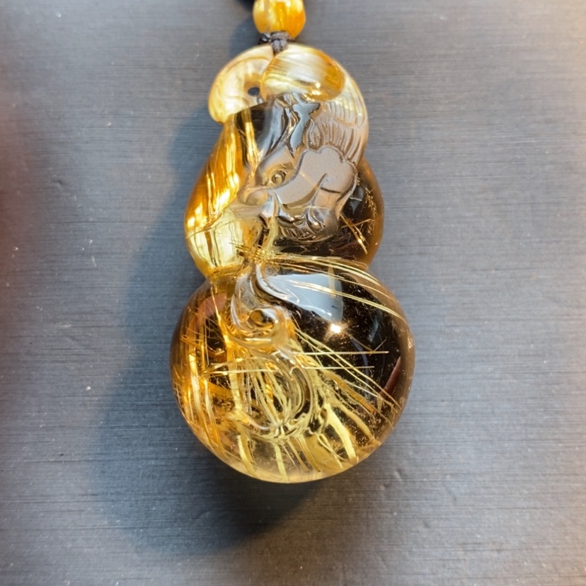 【闪购商品】水晶颈饰未镶嵌天然钛晶龙头葫芦吊坠