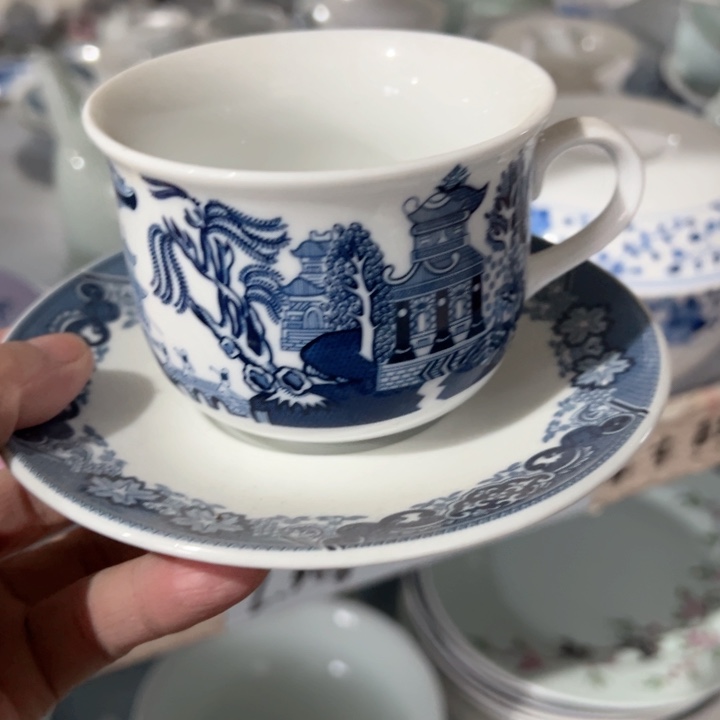 杯古典园林耳杯陶瓷一个