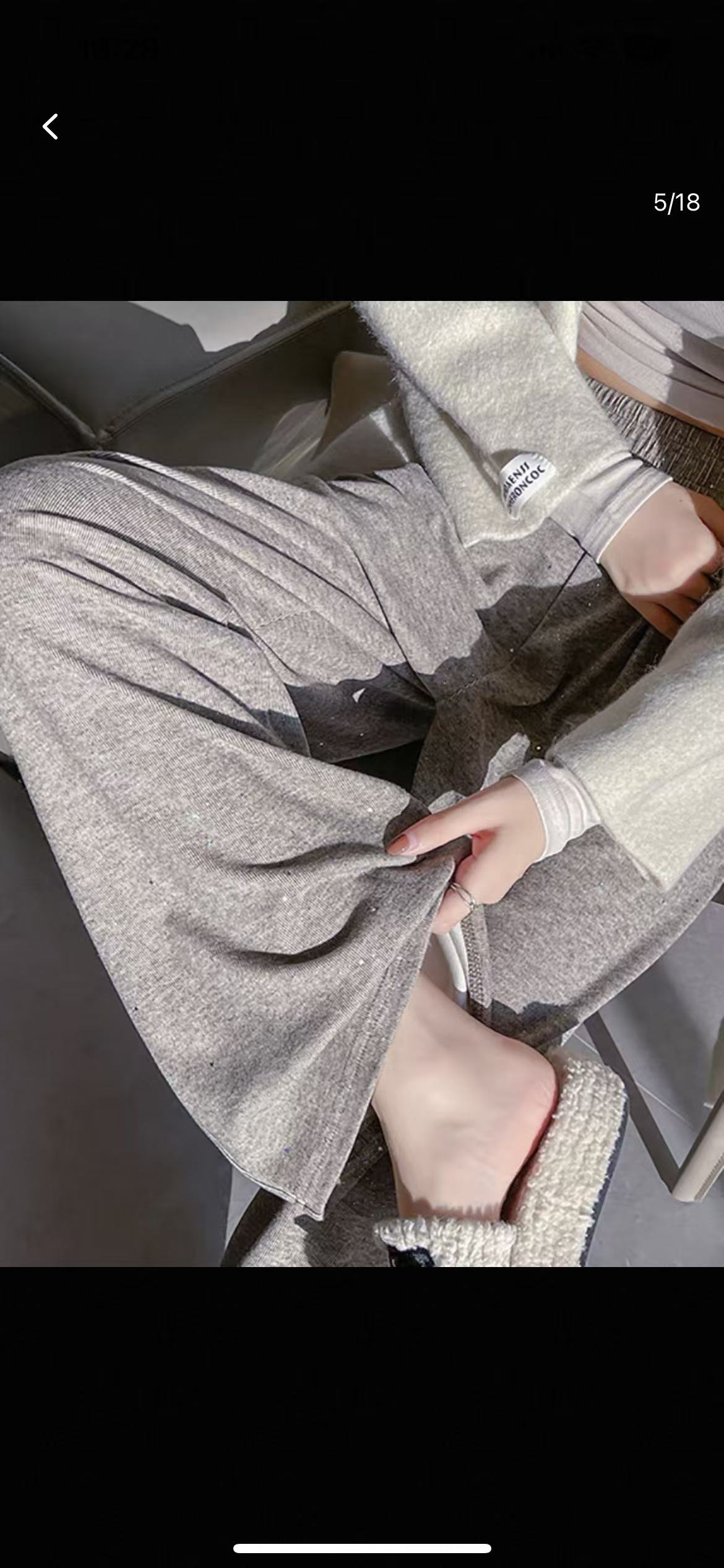 【依.恋】2551# 裤长98 春秋新款松紧高腰抽绳亮片弯刀休闲裤女