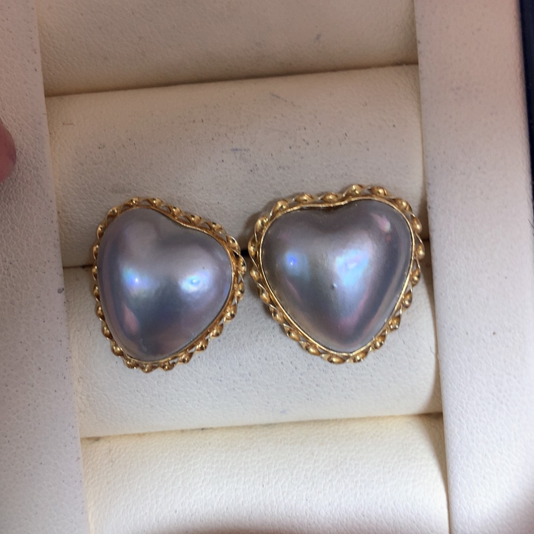 拼合珍珠（马贝珠）耳饰银S925镶嵌