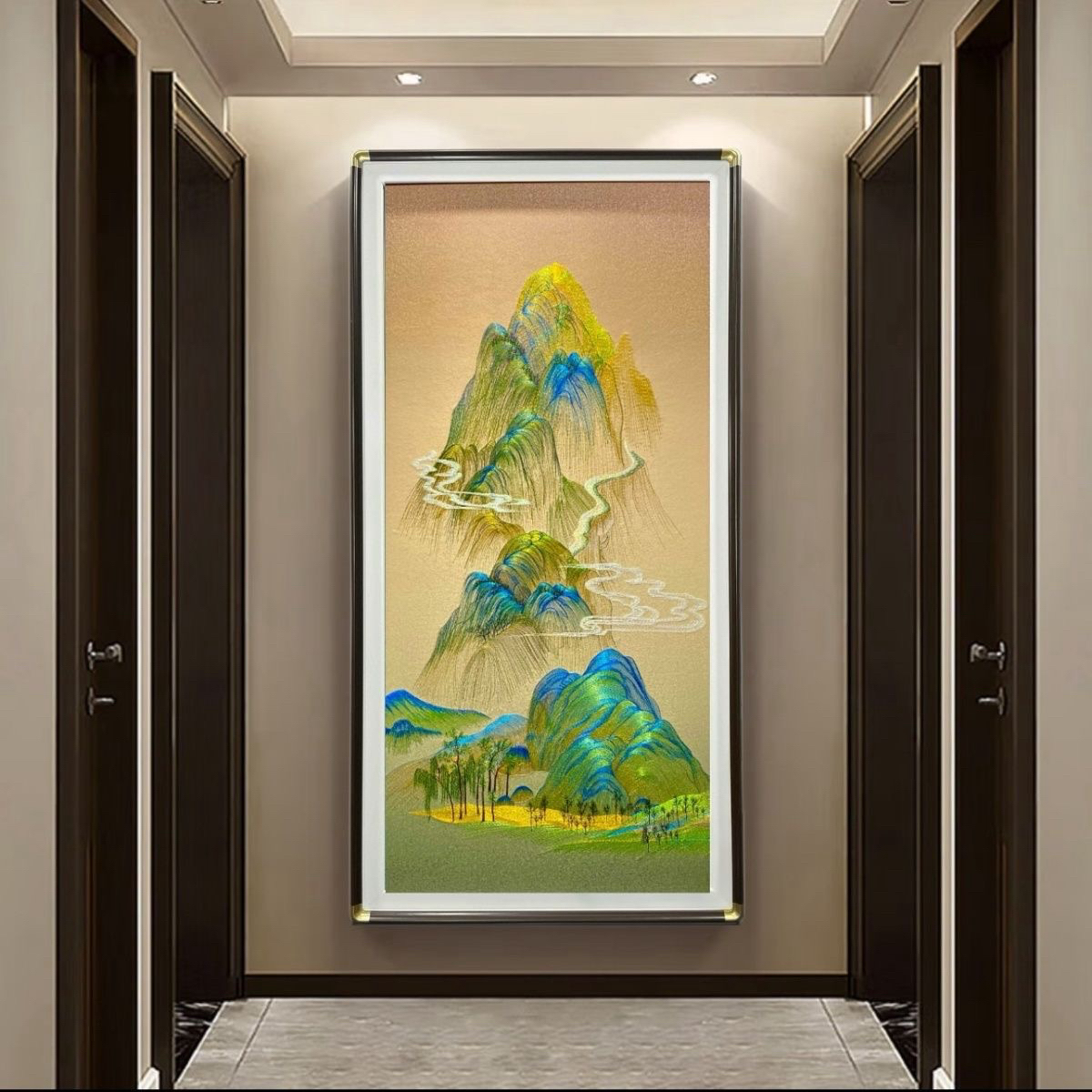 新中式千里合集江山图织锦绣刺绣玄关高端装饰画