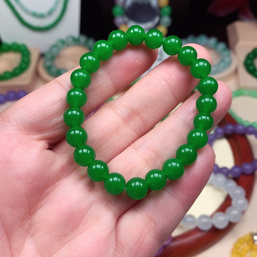 翡翠未镶嵌颈饰卡8翡翠珠链男女款05