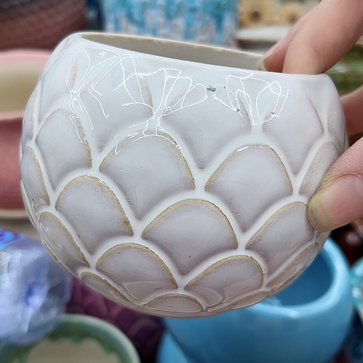 多肉绿植陶瓷花盆9.9包邮，有孔