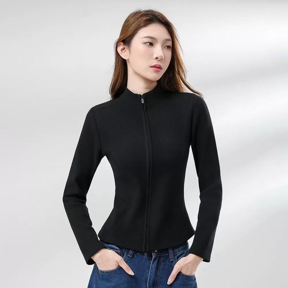 绵羊毛桑蚕丝加绒石墨烯双拉链瑜伽服外套可穿较重体重