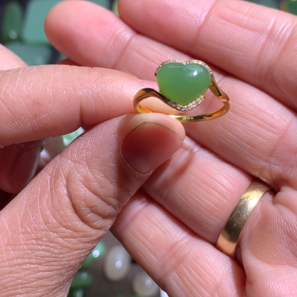 【闪购商品】和田玉珠宝半成品18K金镶嵌