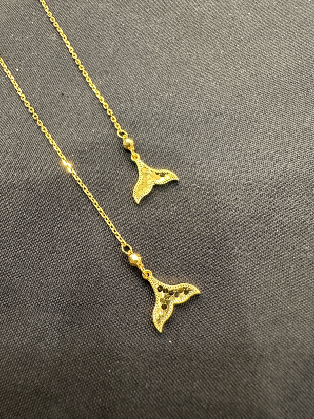 足金蝴蝶精美耳线5G工艺