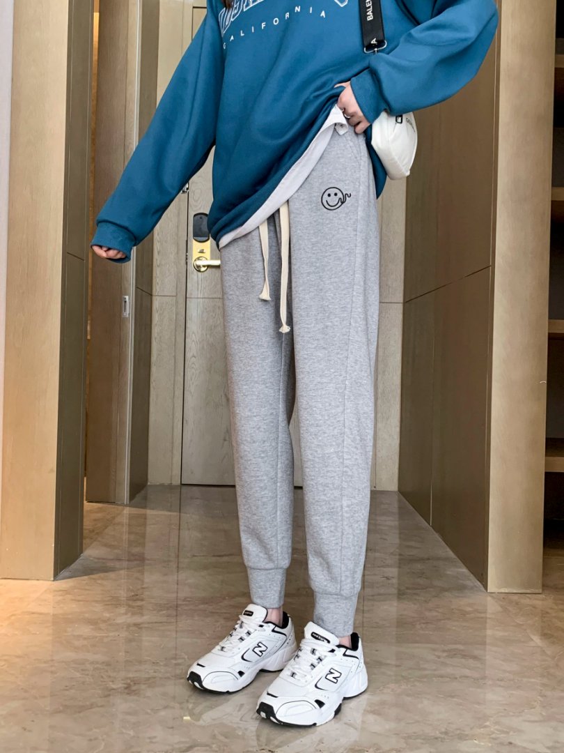 3588夏季高腰薄款休闲裤显瘦束口裤运动裤百搭春夏休闲宽松阔腿裤