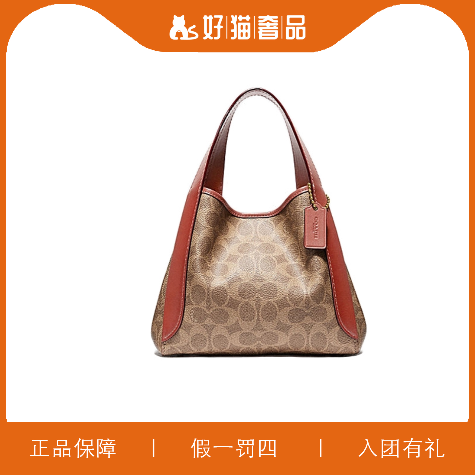 95新 COACH/蔻驰 蔻驰老花菜篮子/F1235/21X17X12