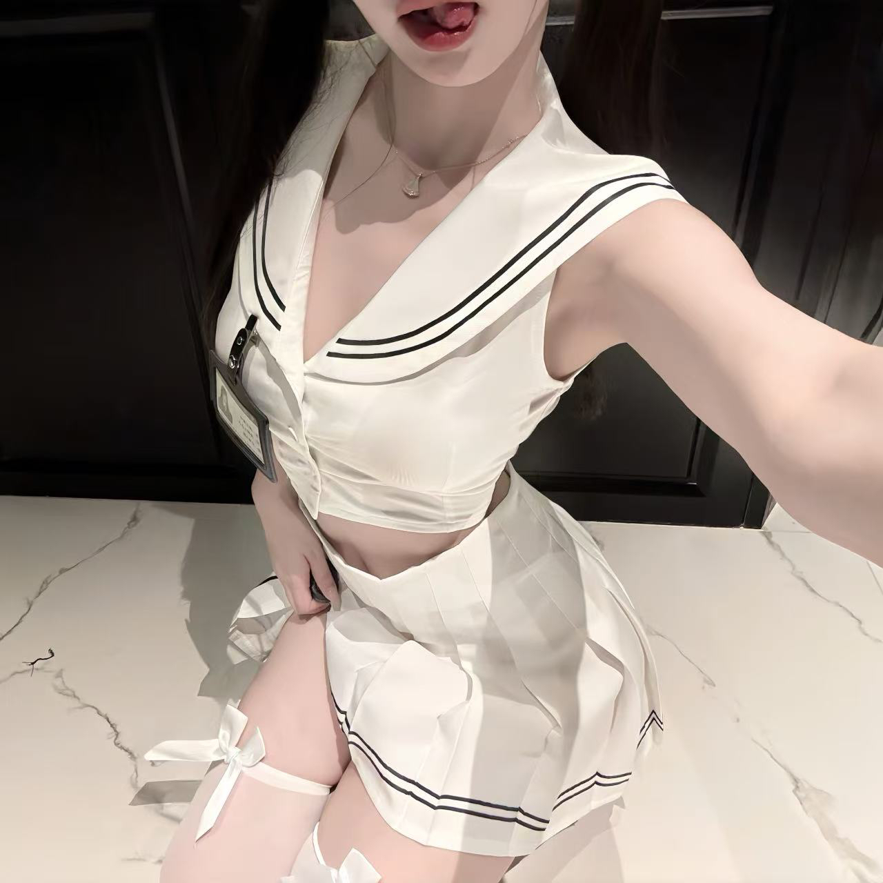 【有点东西呀】纯欲风白色显瘦性感日系辣妹家居套装睡衣