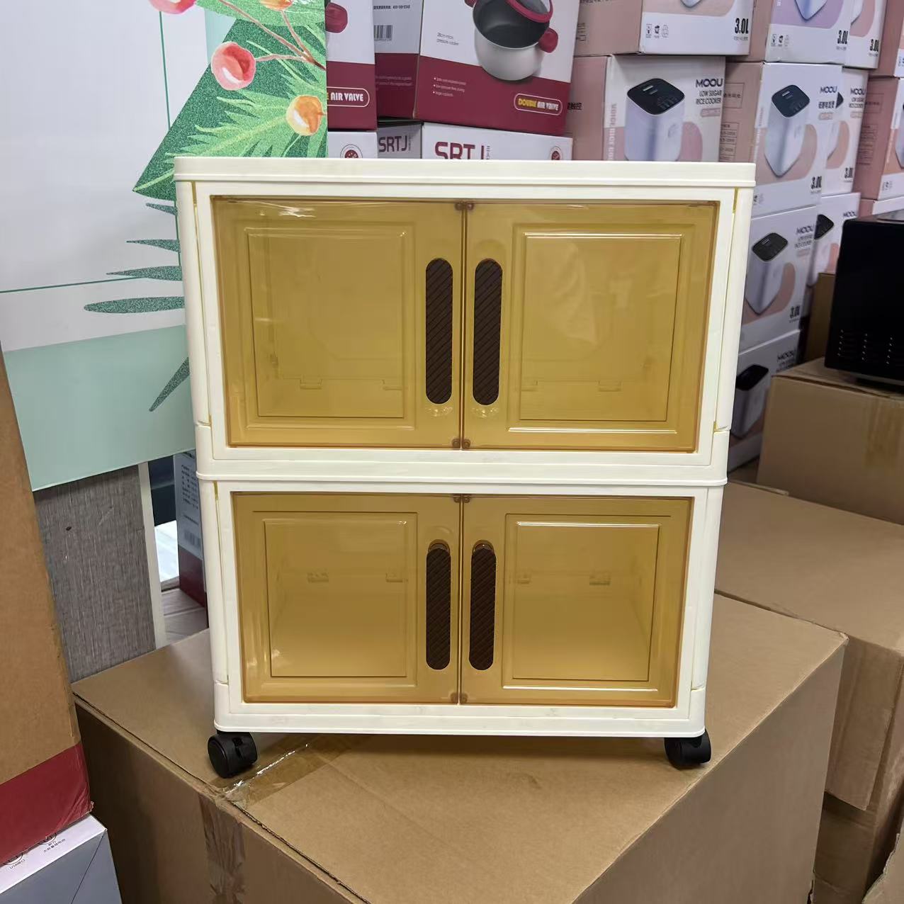 双层柜子家庭收纳柜双开门【颜色随机】