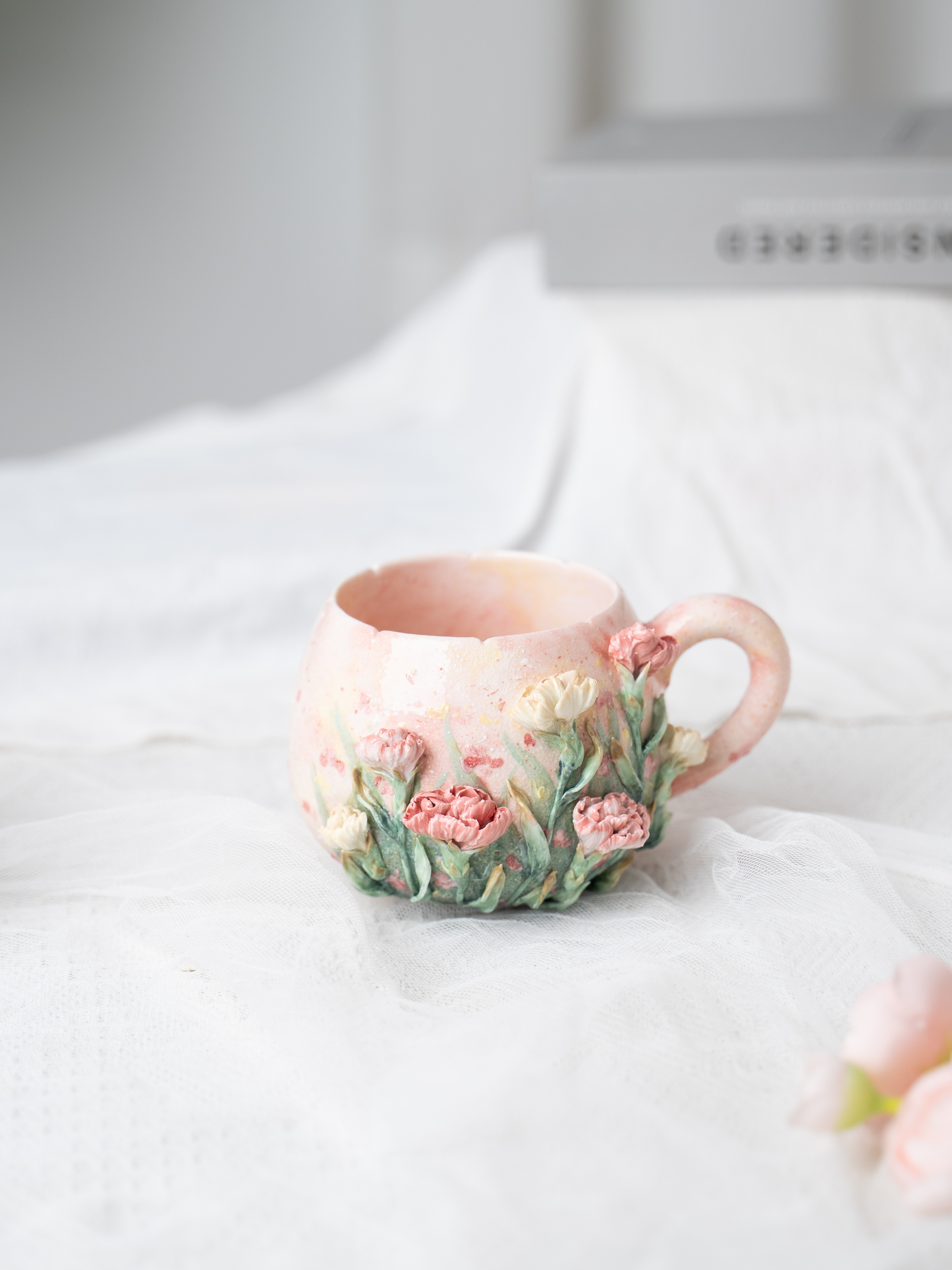 阿瑶 | 康乃馨立体花卉花口胖胖马克杯