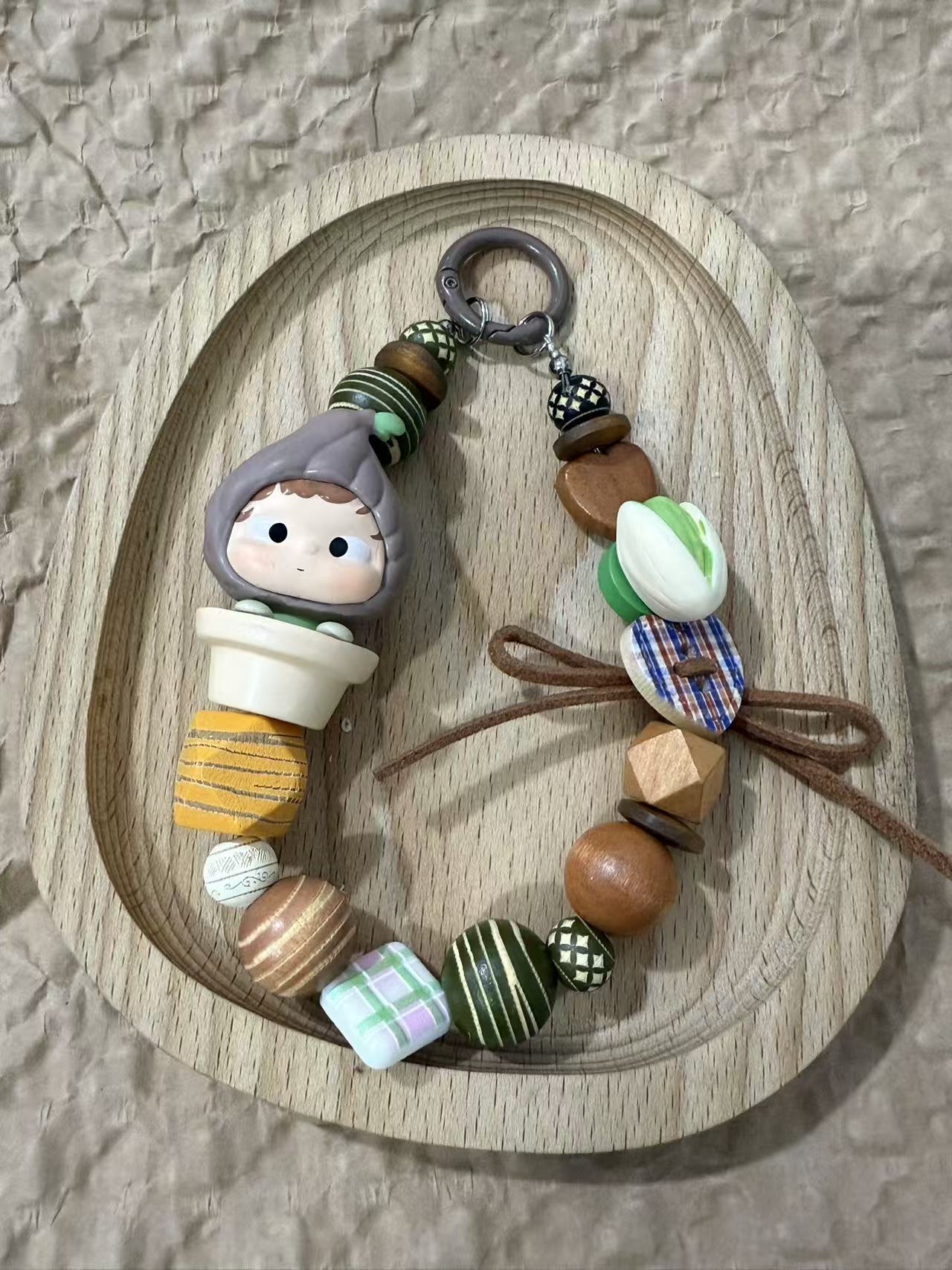 原创diy萌粒手机挂绳包包挂件车钥匙扣手腕挂链串珠