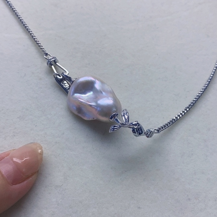 银S925镶嵌耳饰淡水珍珠