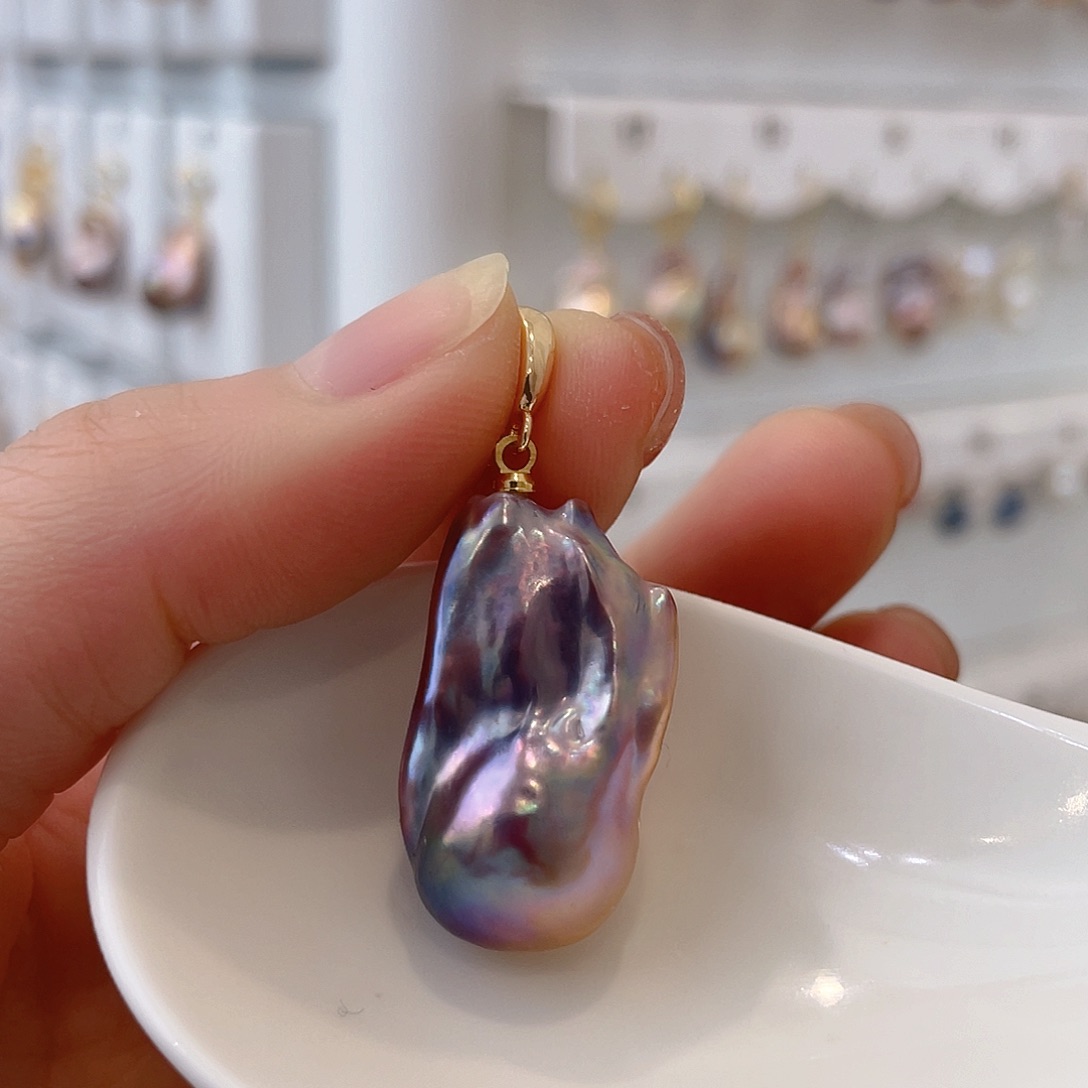 淡水珍珠天然珍珠巴洛克银S925镶嵌