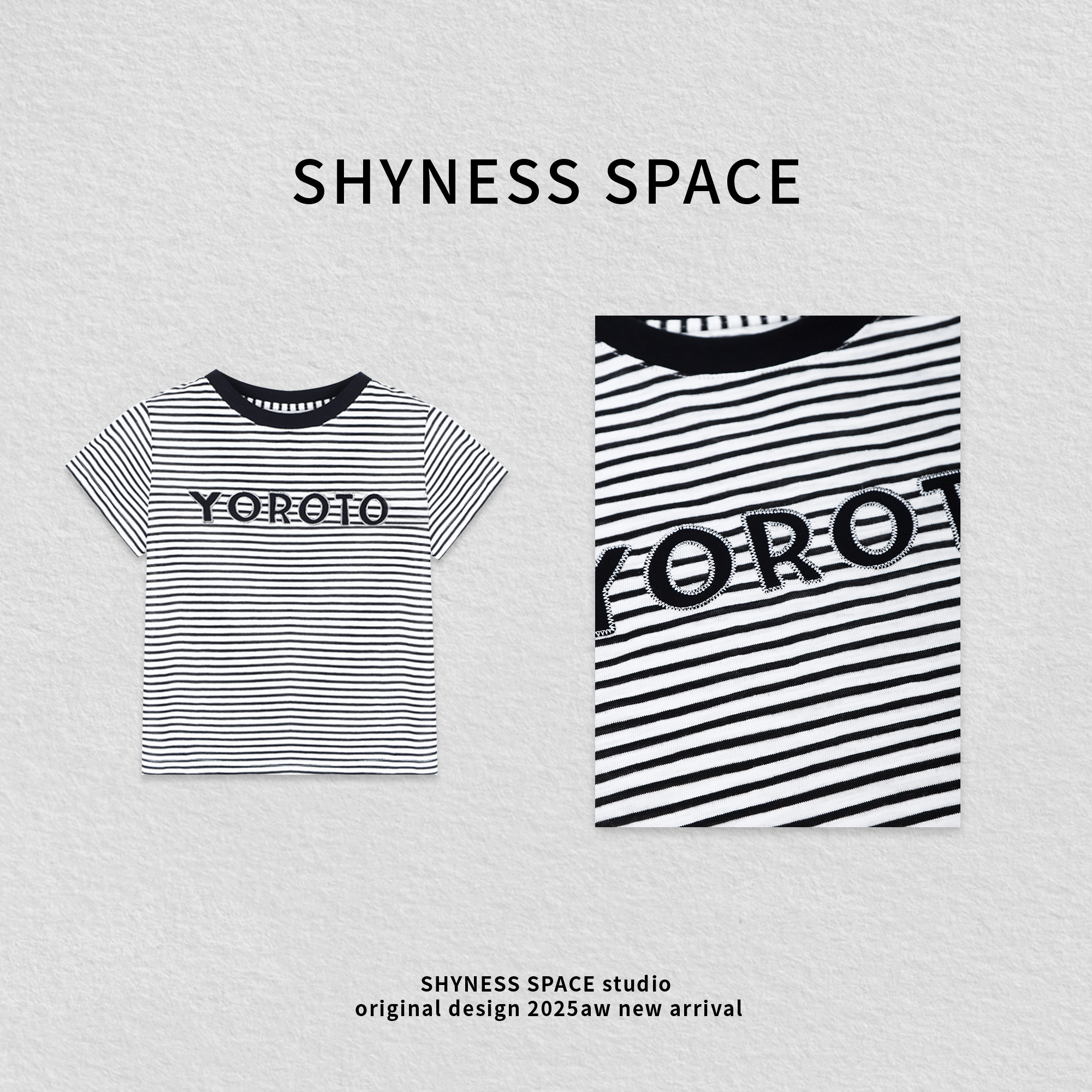 夏季新款上新设计感条纹轻奢风极简宽松设计师款短袖25HT2567