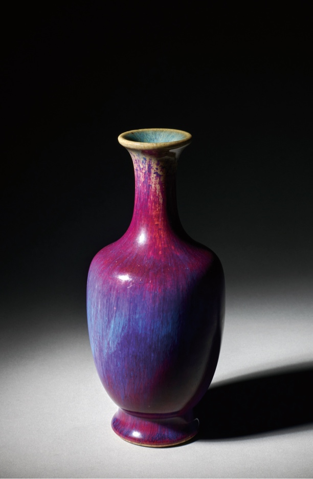 窑变红釉撇口瓶子手工