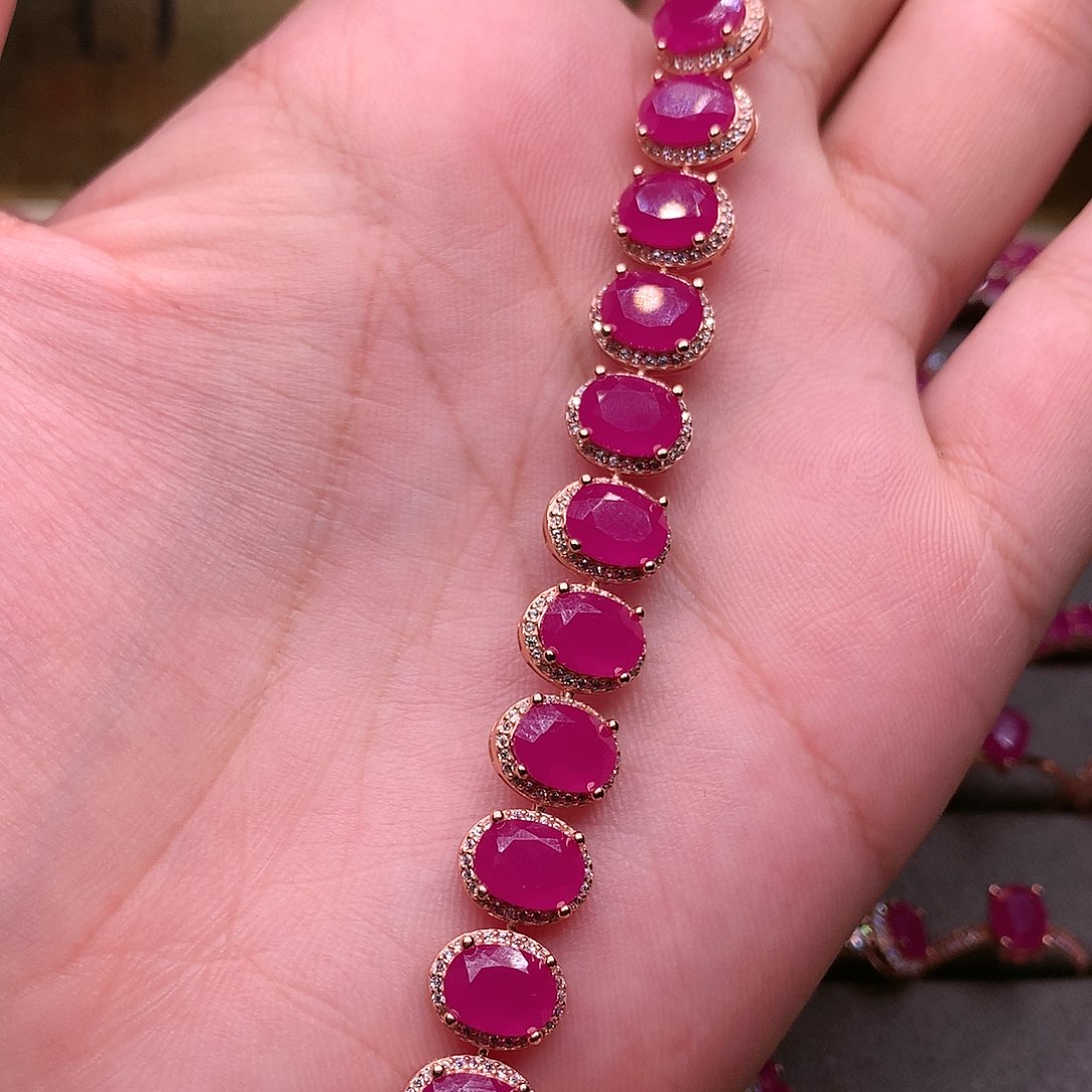 红宝石手链银S925镶嵌