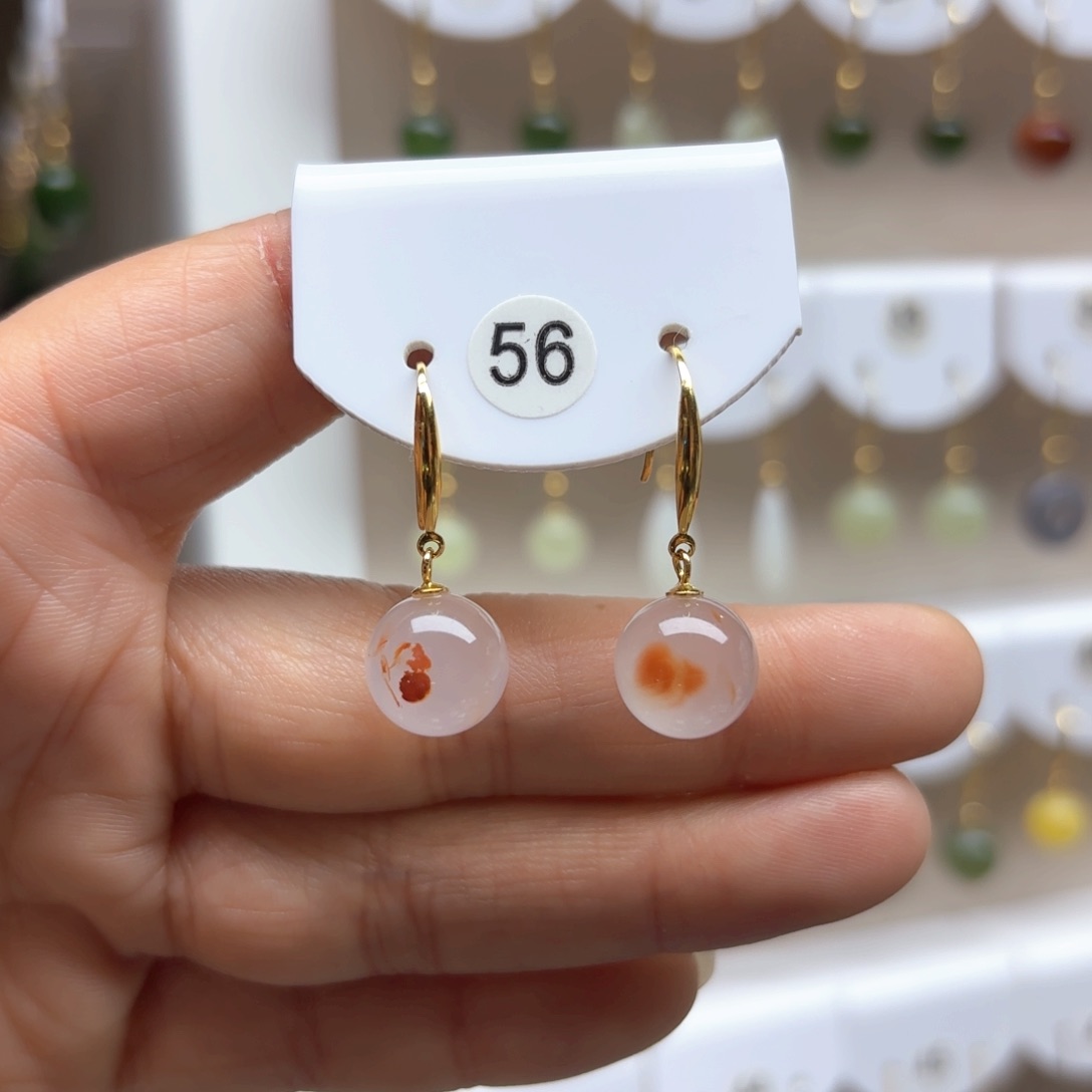 南红玛瑙耳饰银S925镶嵌