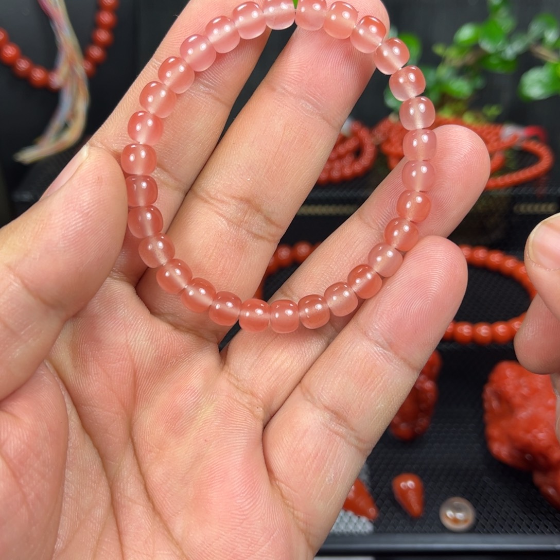 南红玛瑙未镶嵌冰粉单圈