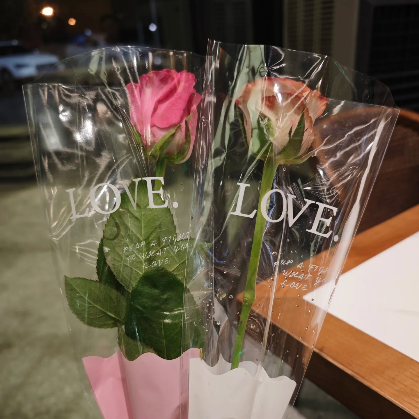 小波浪单支袋50张防水opp半透明花束包装袋花艺包装纸花店包花纸