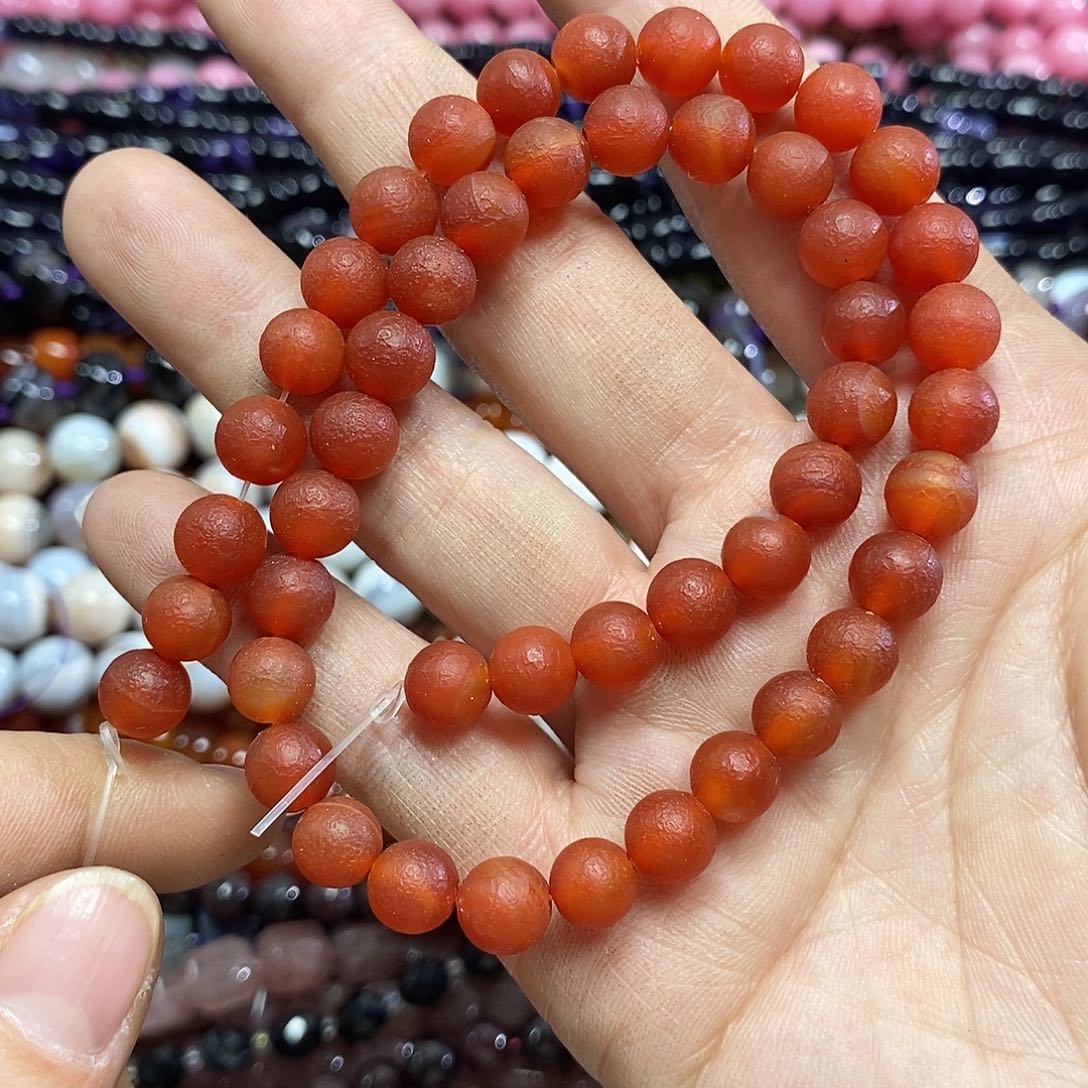 玛瑙/玉髓未镶嵌珠宝半成品橘皮一条卡10mm