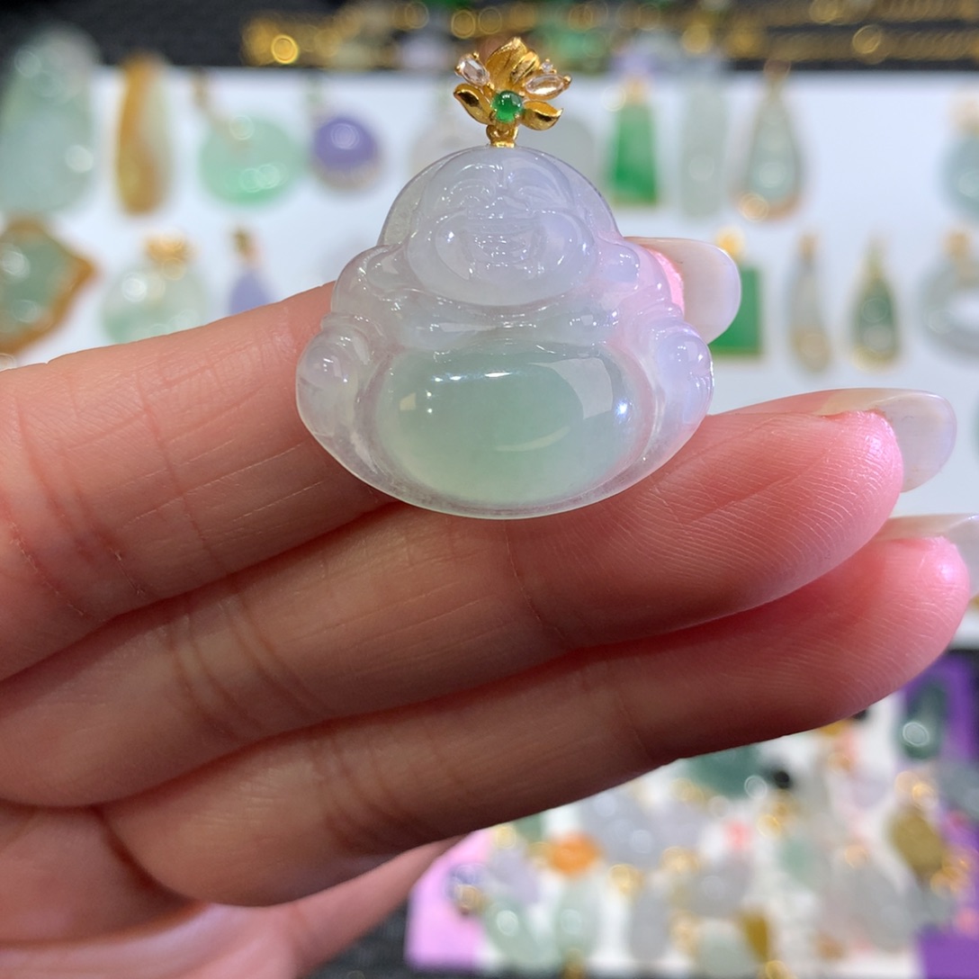 翡翠颈饰18K金镶嵌用****9