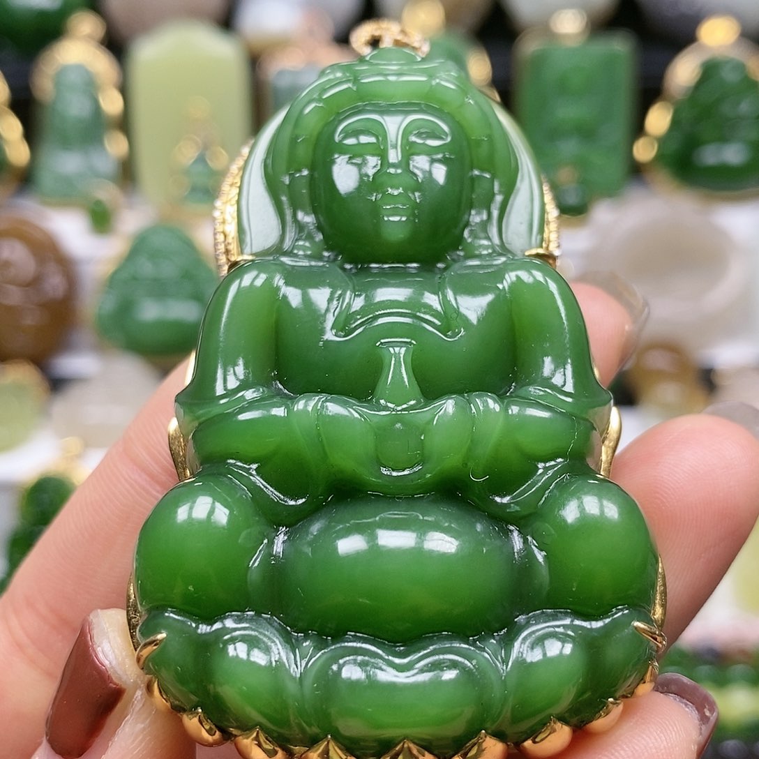 和田玉颈饰18K金镶嵌