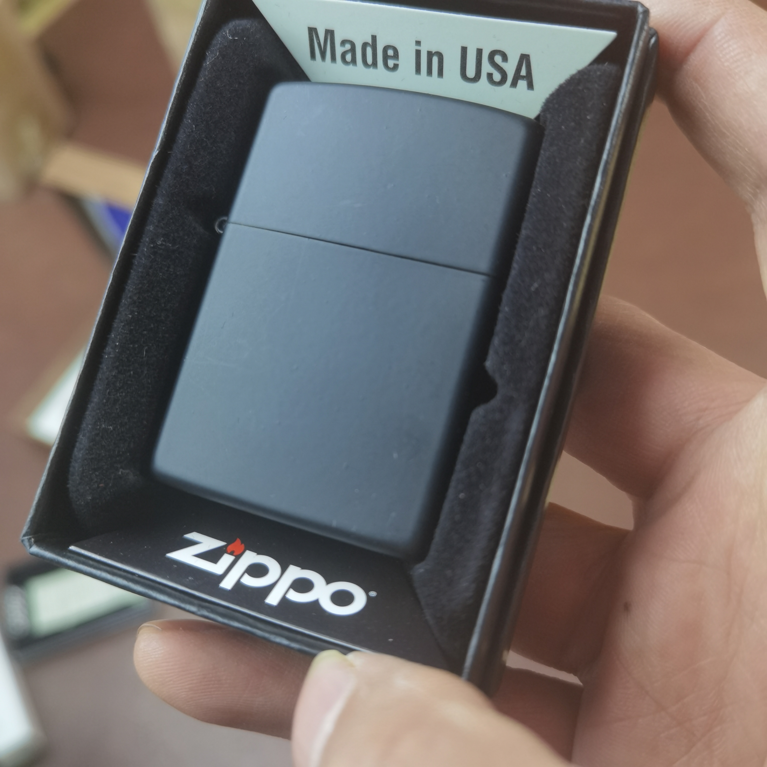 Zippo打火机黑哑漆218光板