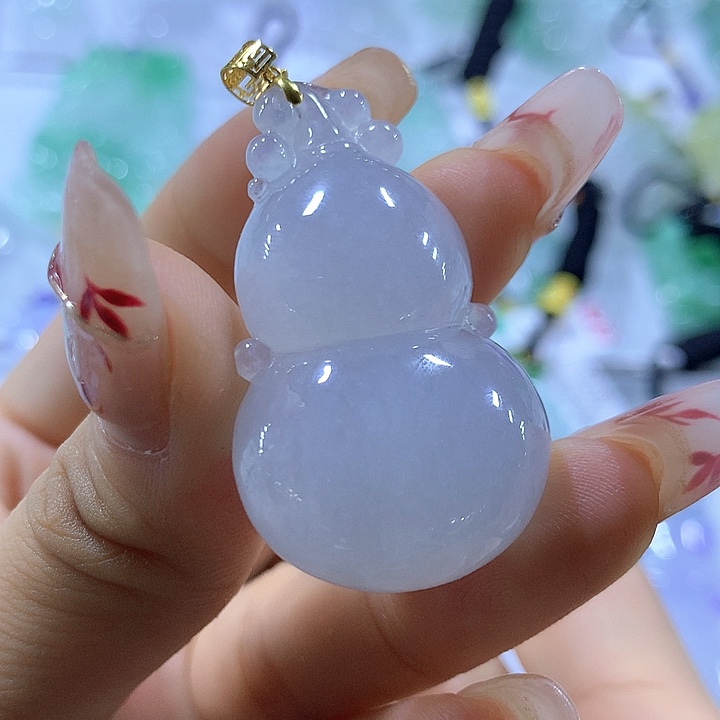 翡翠18K金镶嵌颈饰天然翡翠A货吊坠