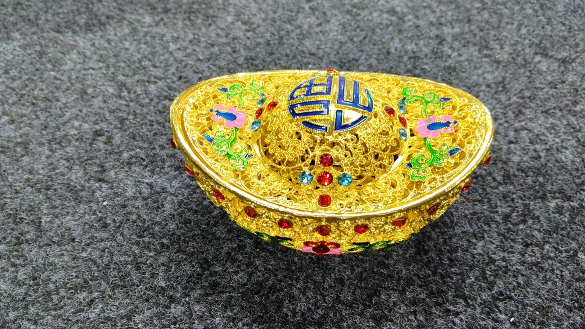 彩绘掐丝彩元宝摆件工艺收藏品G726