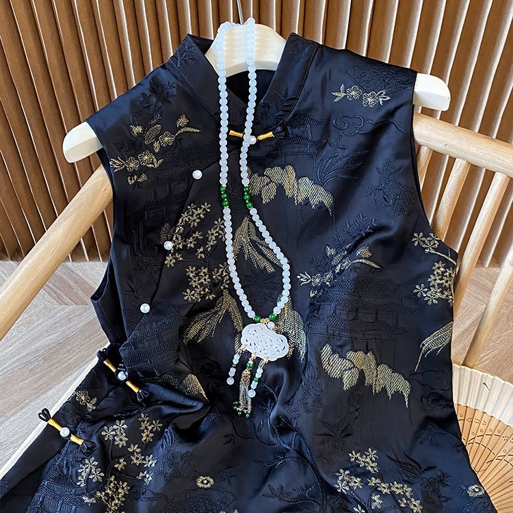 早秋爆款复古盘扣坎肩背心小衫新中式简约国风新中式马夹衬衣背心