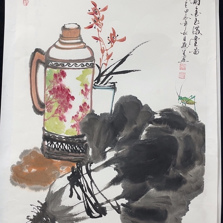 国画四尺三开作品