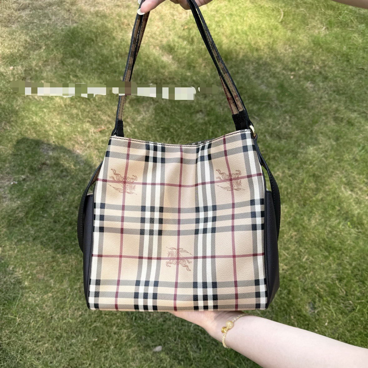 95新 BURBERRY/博柏利 巴宝莉拼黑色托特/95新