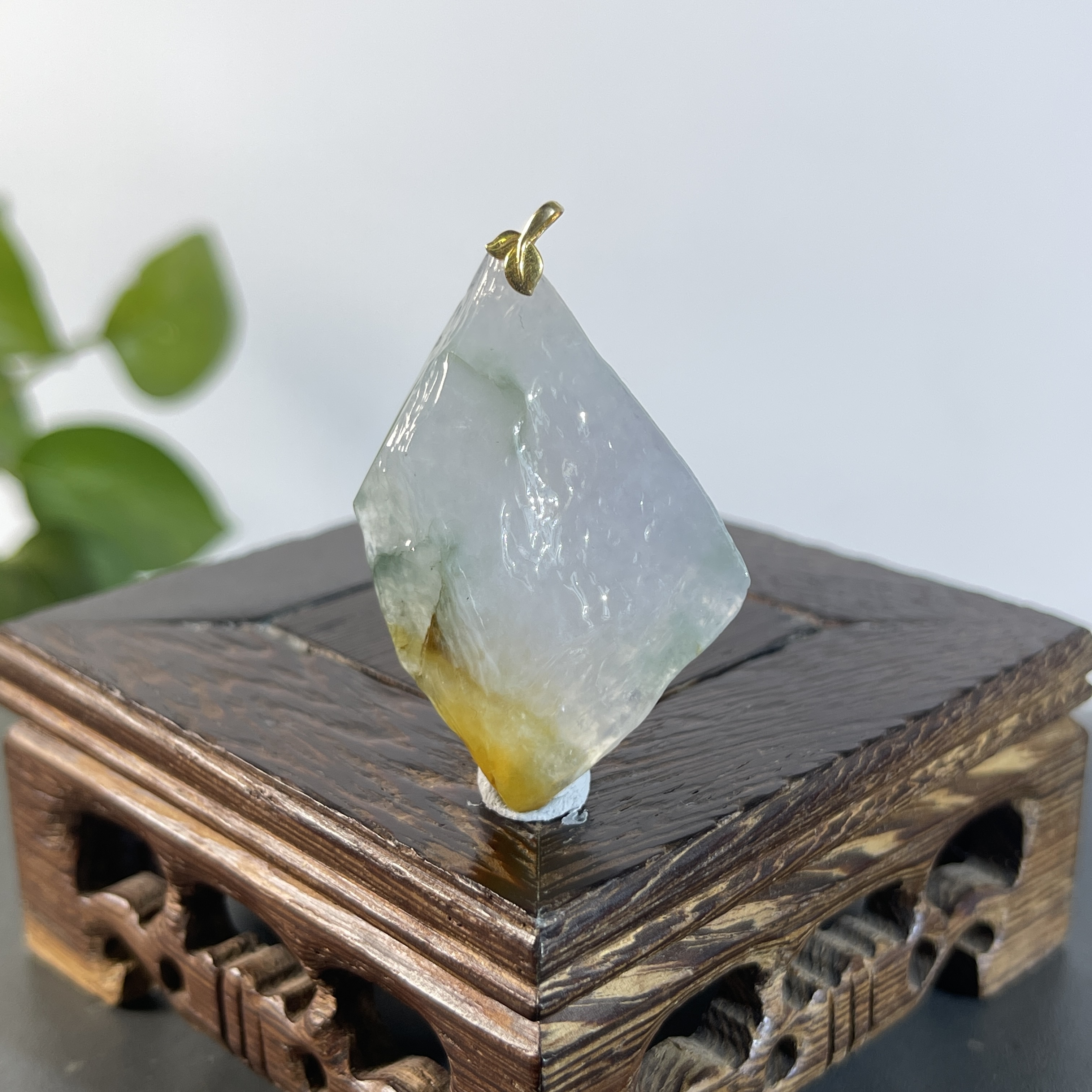 JSW28-46  18K扣头精品天然翡翠A货原石吊坠