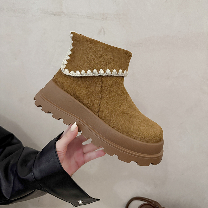 35-42码大码巨好看厚底勃肯短靴女2025秋冬新款美拉德增高马丁靴