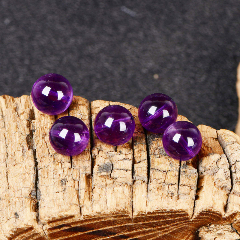 天然9A级乌拉圭深紫水晶散珠圆珠diy水晶配件10mm