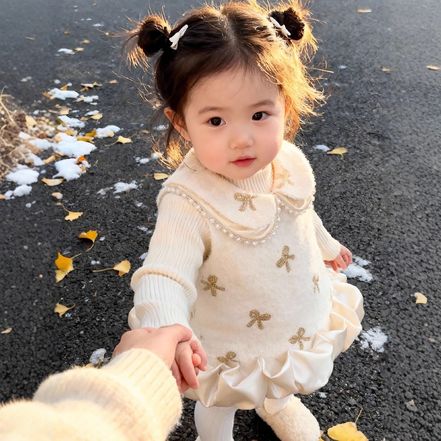 2025新款女童冬季夹棉背心裙小童周岁礼服女宝宝生日公主裙