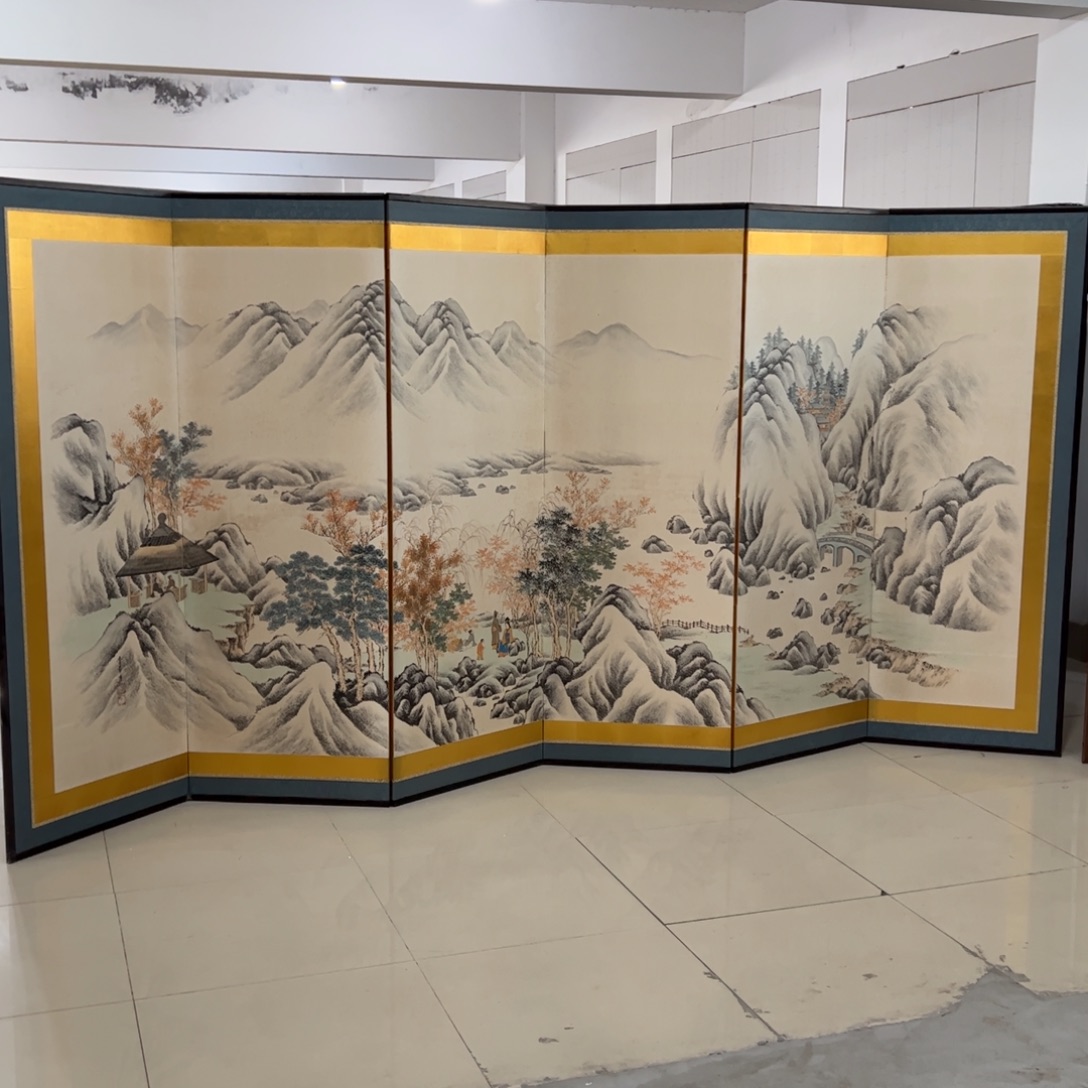 绘画屏风框画茶空间设计