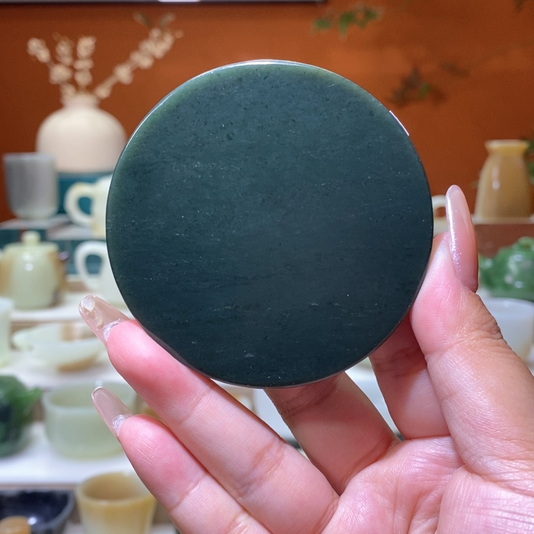 未镶嵌和田玉挂件青玉蓝调杯垫