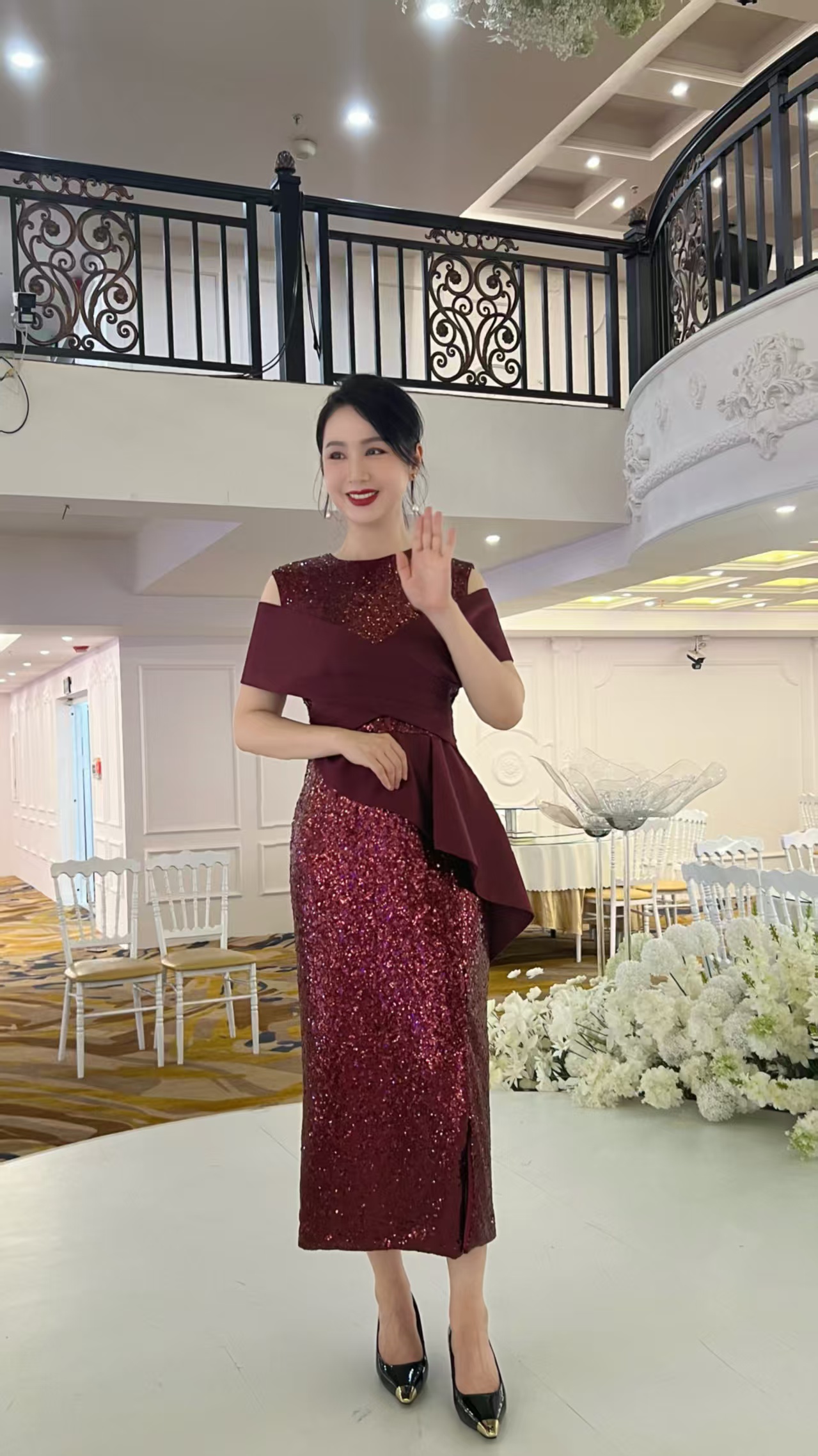 011短袖压皱短裙摆拉链纯色礼服设计师长款半身裙妈妈装显瘦气质