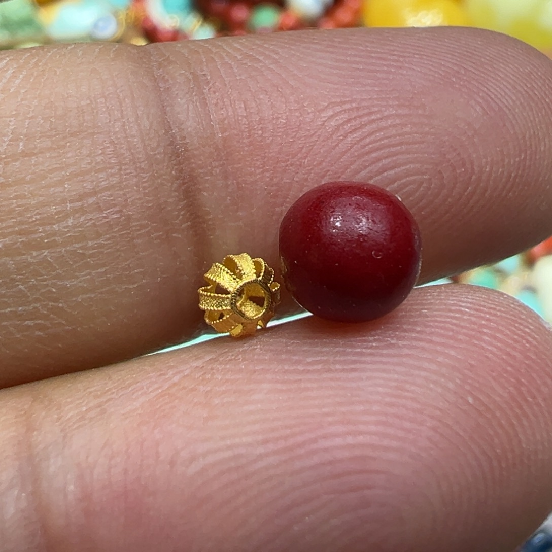 南红玛瑙18K金镶嵌颈饰