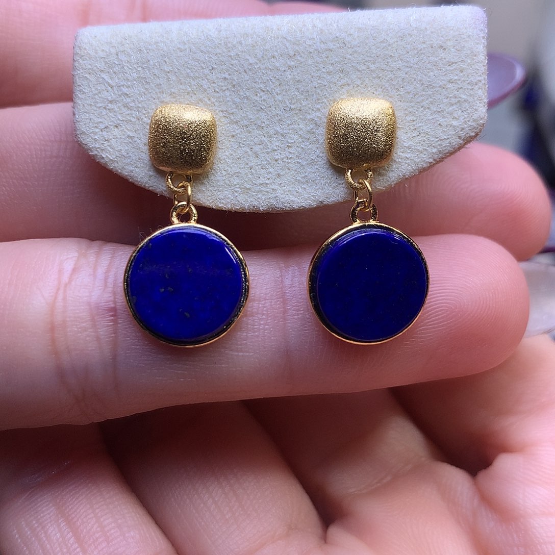 青金石银S925镶嵌耳饰11.2m