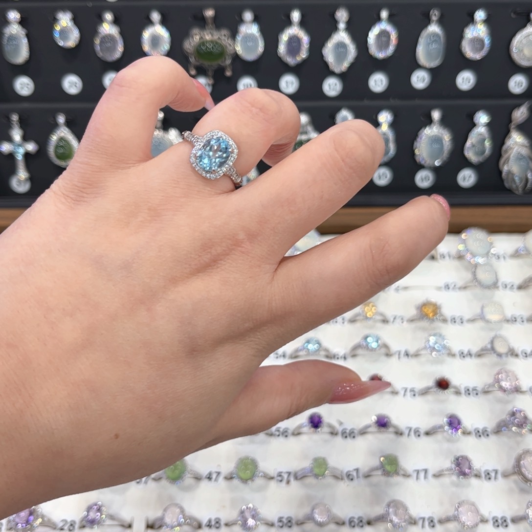 银S925镶嵌岫玉戒指b***3