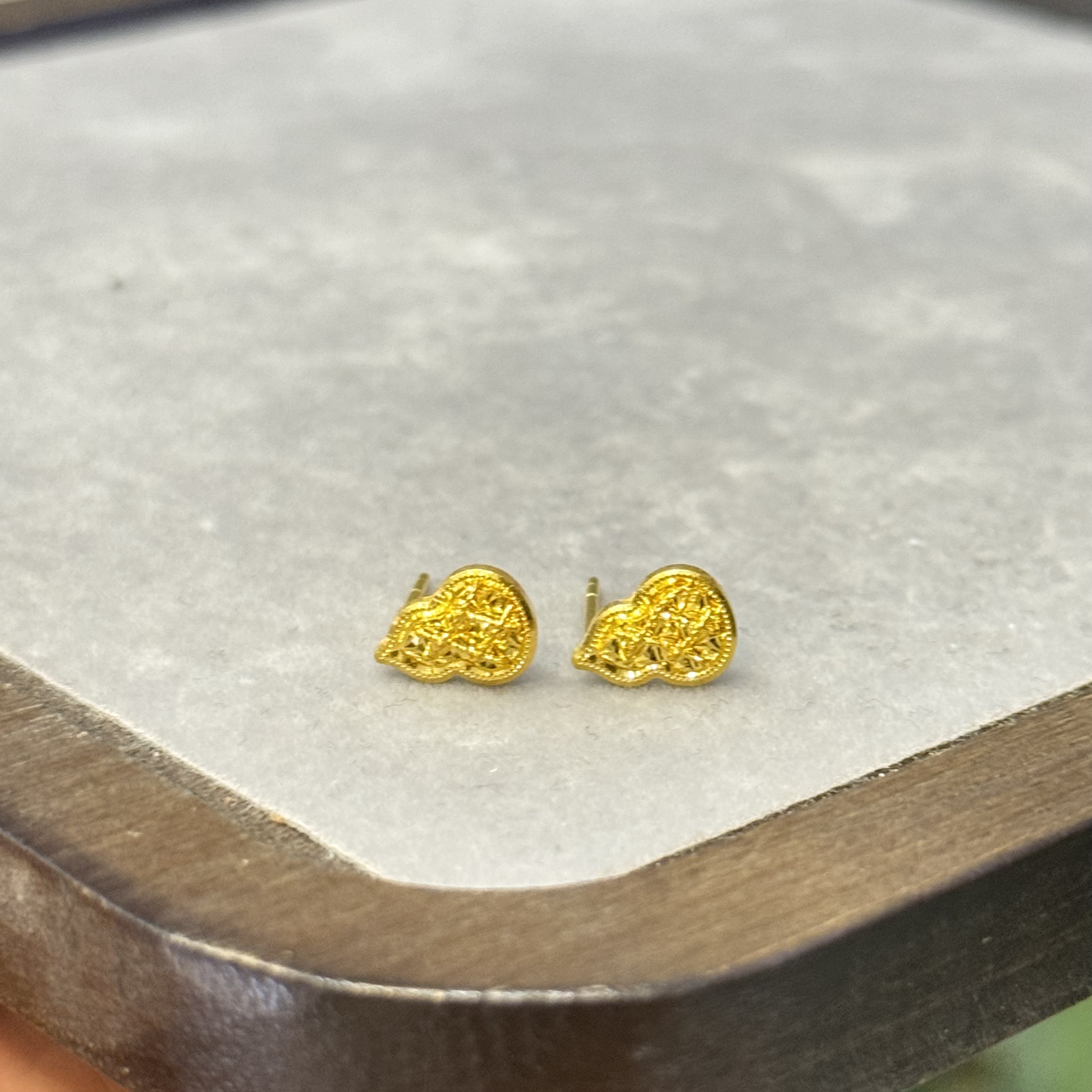 F【绕丝冰糖葫芦耳钉】足金999精工5G