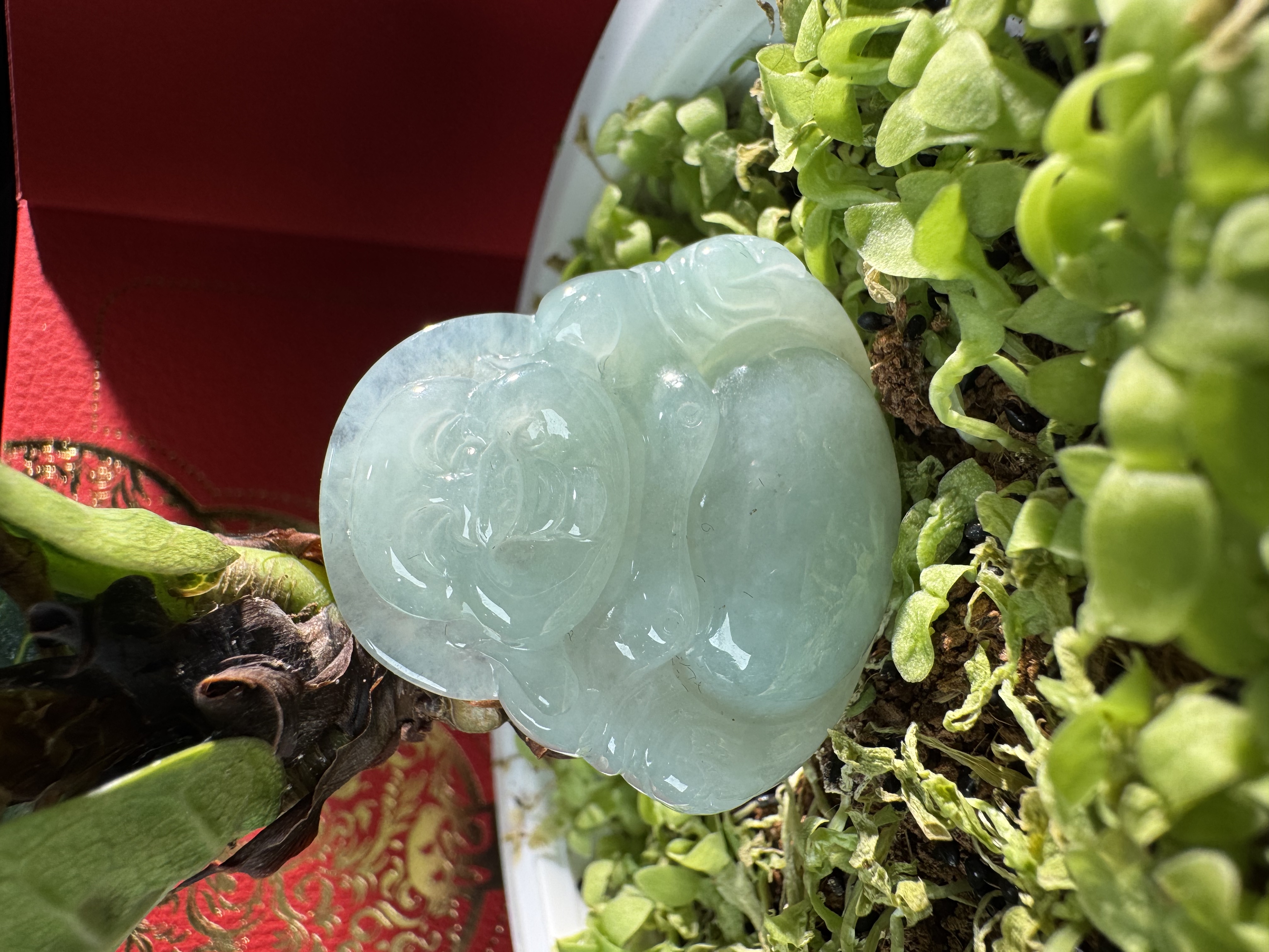 【翠佛祥光】翡翠玉石小佛公项链玉吊坠手工时尚高冰大肚佛精雕