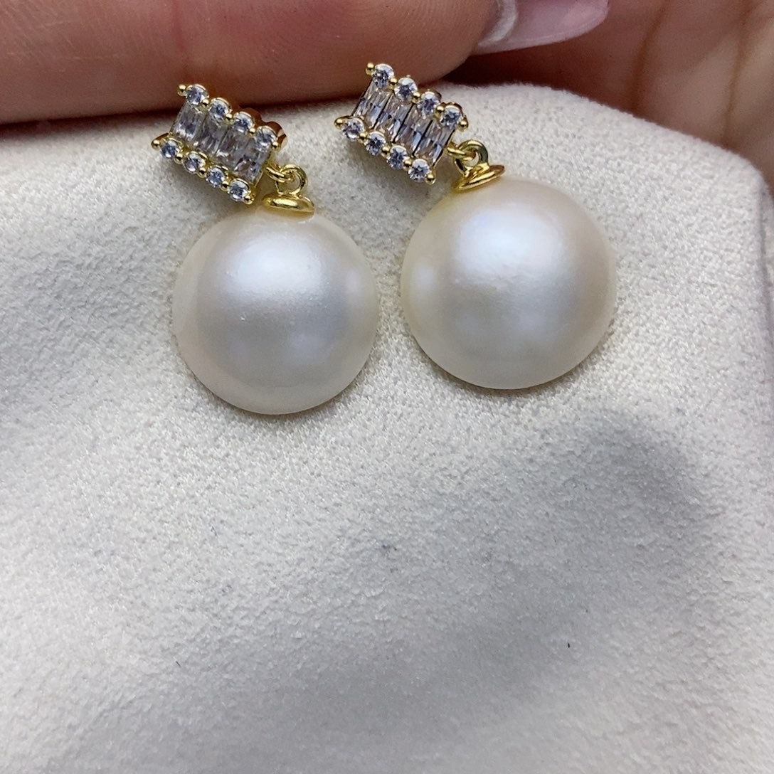 【闪购商品】拼合珍珠（马贝珠）耳饰银S925镶嵌88